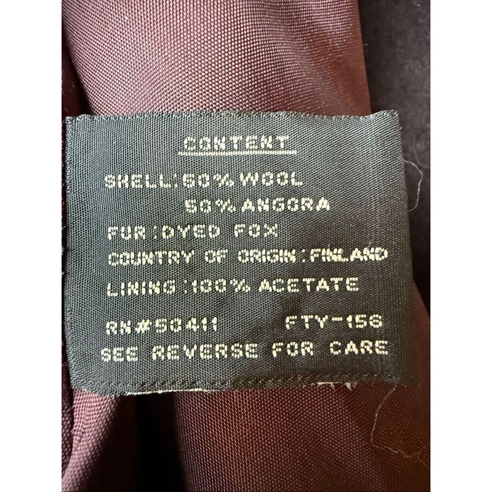 Donatella Brown Long Wool Coat with Removable Dyed Fox Fur Collar & Cuffs - Picture 9 of 11
